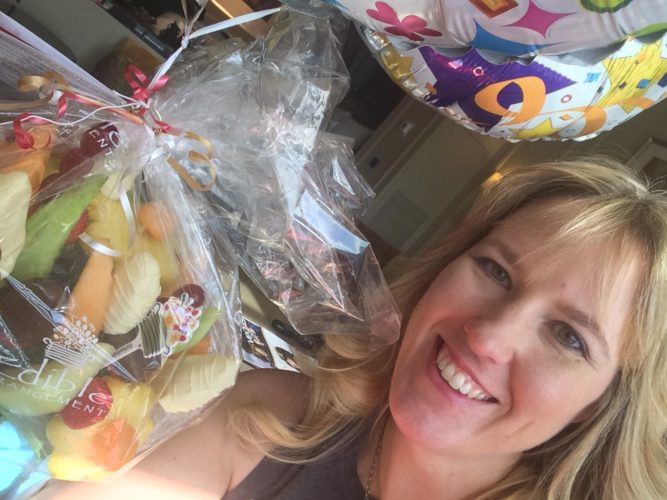 When I spoke at the 2016 SHOT Show, who sent me an edible arrangement and balloon? My husband? Nope. Melissa!!